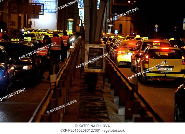 About 200 taxis have complicated the traffic on the motorway crossing the centre of Prague, Czech Republic, since early morning on February 8