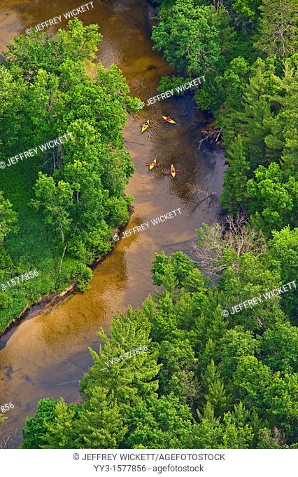 Kayaks on the Pere Marquette river in Michigan  The PM is a designated Wild and Scenic River by law