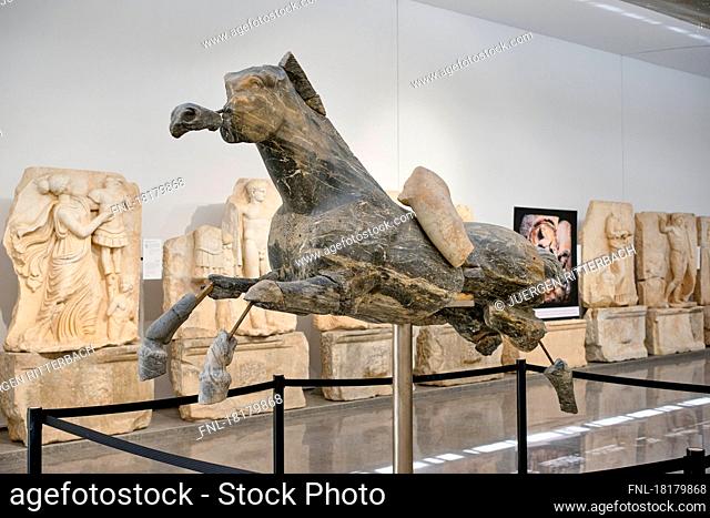 Equestrian statue of Sebasteion inside museum of Aphrodisias Ancient City, Denizli, Turkey|