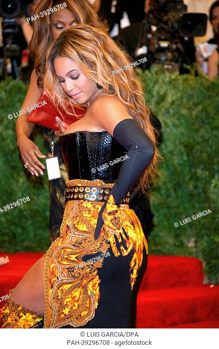 Singer Beyonce Knowles arrives at the Costume Institute Gala for the ""Punk: Chaos to Couture"" exhibition at the Metropolitan Museum of Art in New York City