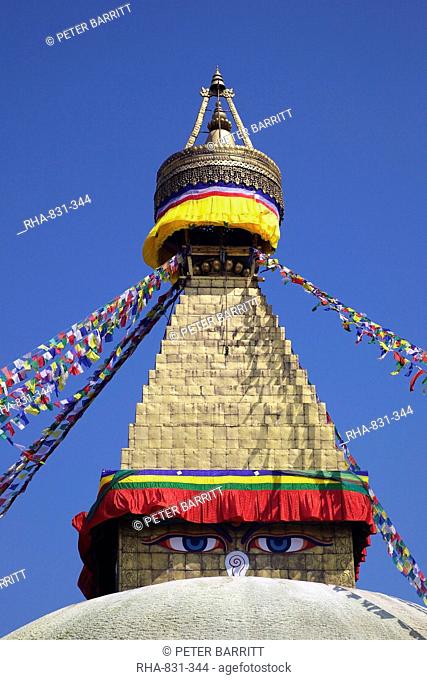 Boudhanath Stupa, ancient holy Buddhist site and UNESCO World Heritage Site, Kathmandu, Nepal, Asia