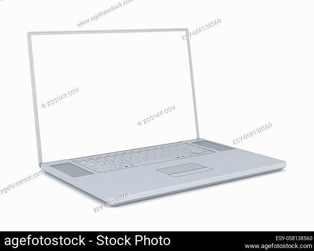 Laptop Computer with Empty Monitor - Isolated on White Background