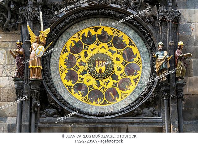 Medieval Astronomical Clock, Old Town Hall, Old Town Square, Prague, Czech Republic, Europe