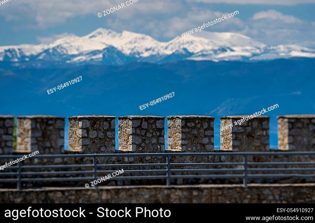 Detail of the massive walls of the castle Samuil, located above Ohrid lake, Republic Of Macedonia