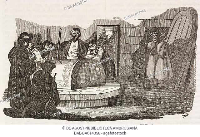 Tomb of the kings of Judah, engraving from L'album, giornale letterario e di belle arti, Saturday, November 22, 1834, Year 1