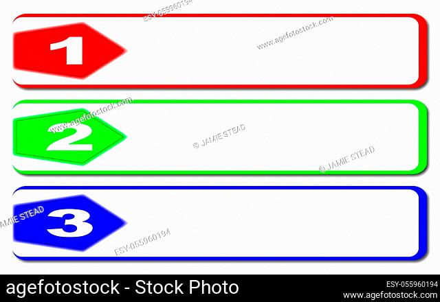 A banner with 3 steps over a white background