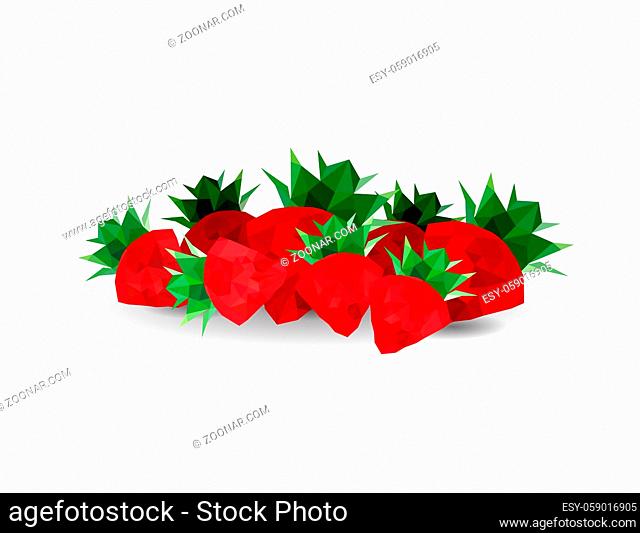 Illustration of origami strawberries isolated on white background