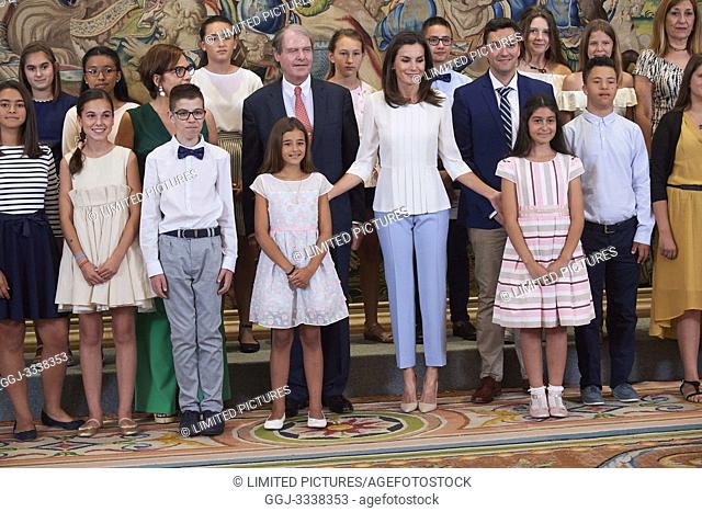 Queen Letizia of Spain attends Audience to a representation of the Center for Early Childhood and Primary Education 'Andalucia', Fuengirola (Malaga)