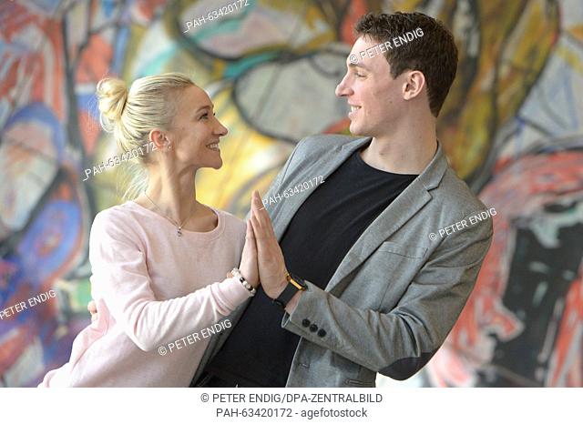 Figure skaters Aljona Savchenko and Bruno Massot pose in Chemnitz,  Germany, 09 November 2015. The athletes are taking part in a press event on the presentation...