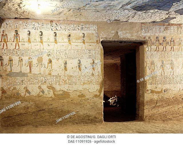 Hall of Pillars, Tomb of Merneptah, also known as KV8 tomb, Valley of the Kings, Theban Necropolis (Unesco World Heritage List, 1979)