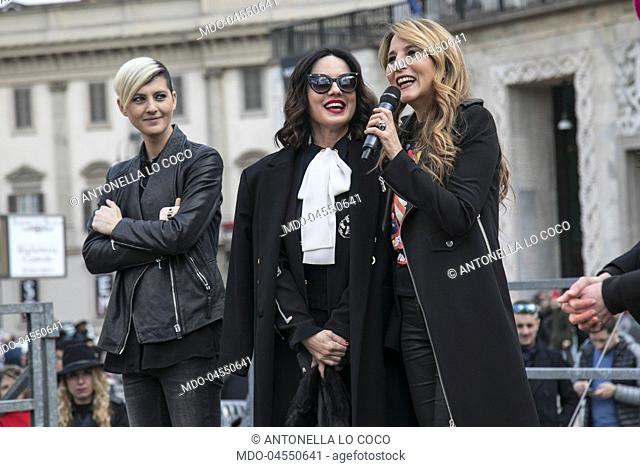 Italian singer Jo Squillo (Giovanna Coletti) celebrates the International Women's Day with a concert with her colleagues, singers Paola Iezzi