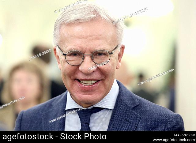 RUSSIA, MOSCOW - DECEMBER 20, 2023: Retired ice hockey player, UN Goodwill Ambassador Vyacheslav Fetisov, chairman of the All-Russian Society for Environmental...