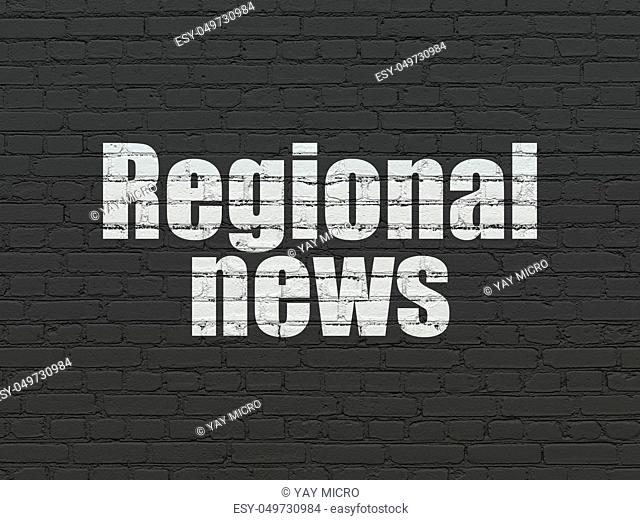 News concept: Painted white text Regional News on Black Brick wall background
