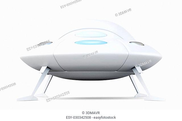 Alien flying object isolated on white background. 3d rendering