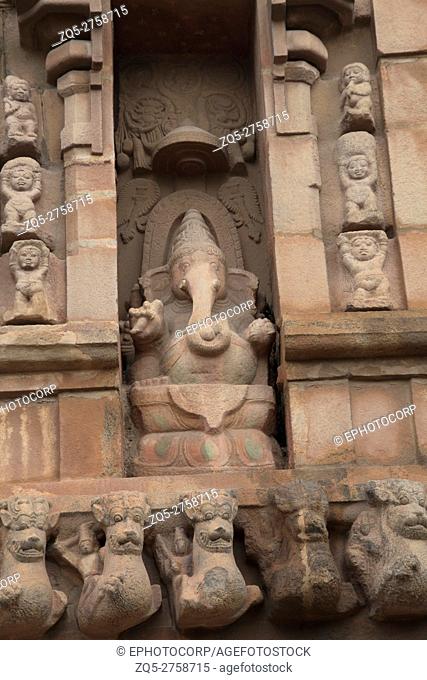 Ganesha, lower niche on the southern wall, Brihadisvara Temple, Tanjore, Tamil Nadu, India