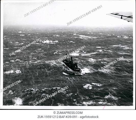 Dec. 12, 1959 - R.A.F. Shackleton Aircraft Try To Deliver Christmas Parcels To Weather Ship On Atlantic: After making a number of attempts - an R.A.F
