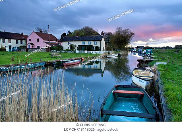 England, Norfolk , West Somerton. West Somerton Staithe on a stormy evening on the Norfolk Broads