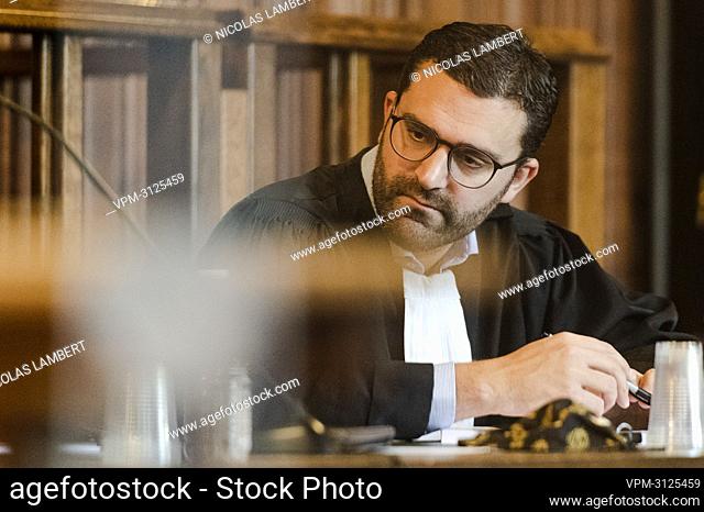 Lawyer Renaud Molders-Pierre representing one of the accused pictured during the jury constitution session at the assizes trial of Michiel Den Hondt and Damien...