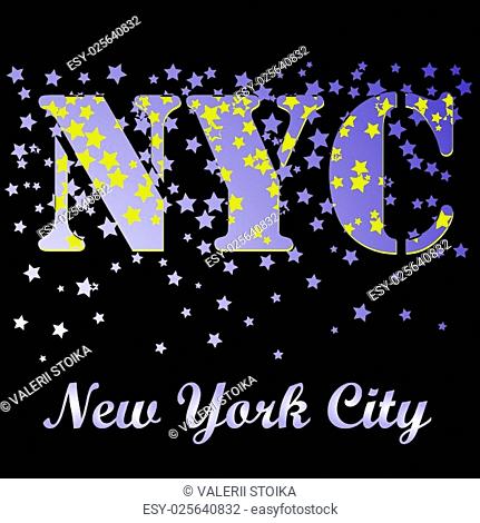 New York T-shirt Emblem.Print Typography. Retro Label. Vintage Sport Pattern. Starry Basketball Logo on Black Background