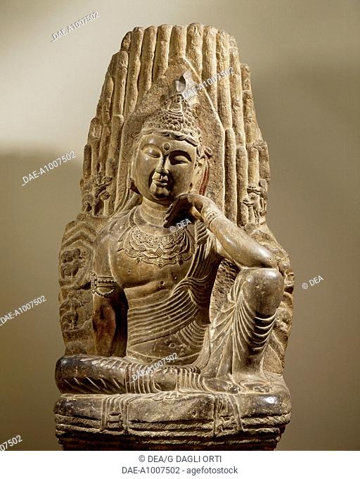 Bodhisattva Avalokiteshvara sitting on Mount Potalaka, limestone statue, China. Chinese Civilisation, Sung Dynasty, 10th-13th century
