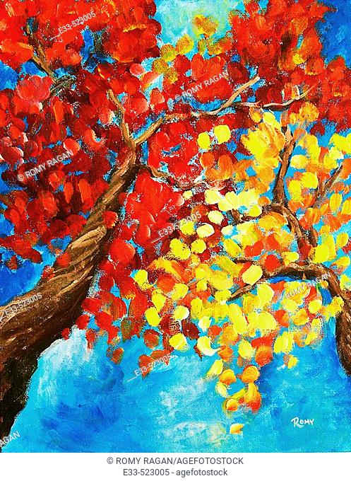 'Autumn Trees' Acrylic on canvas. Artist's collection