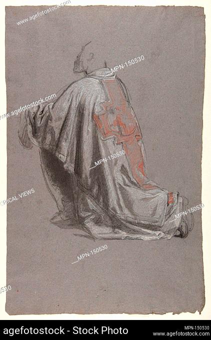Drapery Study for a Bishop (lower register); verso: Sketch of a sleeve; (studies for wall paintings in the Chapel of Saint Remi, Sainte-Clotilde, Paris, 1858)