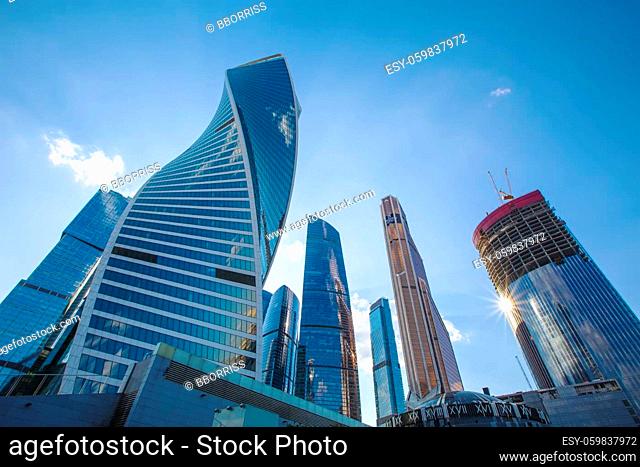 MOSCOW. RUSSIA - JULE 11, 2021:The Skyscrapers of the Moscow City International Business Center