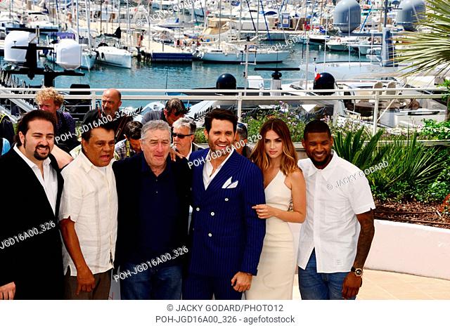 Jonathan Jakubowicz, Roberto Duran, Robert De Niro, Edgar Ramirez, Ana de Armas, Usher Raymond IV Photocall of the film 'Hands of stone' 69th Cannes Film...