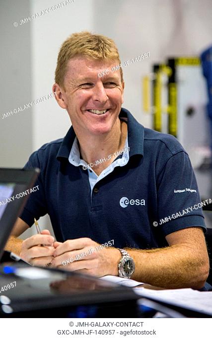 European Space Agency astronaut Timothy Peake, Expedition 4647 flight engineer, is pictured during an extravehicular activity (EVA) maintenance training session...
