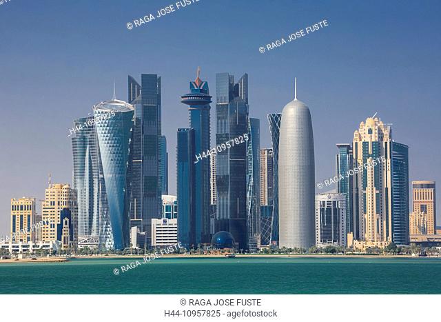 Doha, Qatar, Middle East, architecture, bay, city, colourful, corniche, futuristic, skyline, touristic, travel, West Bay
