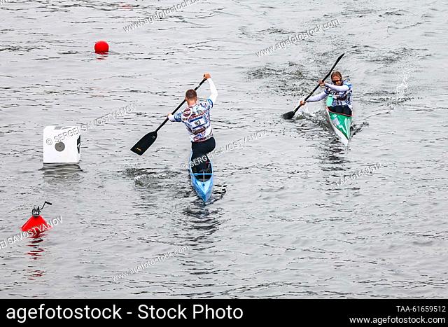RUSSIA, MOSCOW - SEPTEMBER 2, 2023: Participants are seen during the Goodwill Cup international canoeing and kayaking competition on the Moskva River
