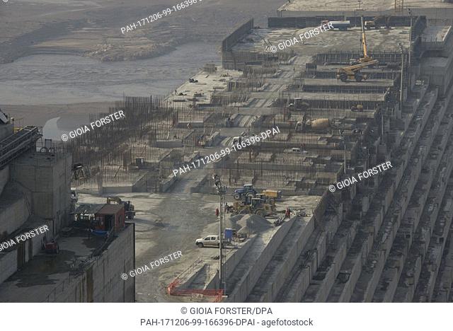 Building site machines stand on the construction site of the Grand Ethiopian Renaissance Dam in Guba in the North West of Ethiopia, 24 November 2017