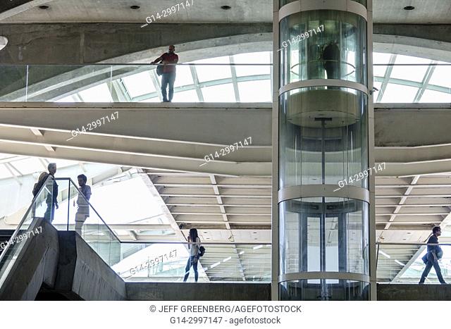 Portugal, Lisbon, Oriente, Gare do Oriente, intermodal hub, transportation, station, Santiago Calatrava, modern architecture, pedestrian bridge, glass elevator
