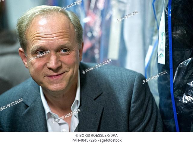 Actor Ulrich Tukur poses during the presentation of the new Tatort (Crime Scene) television movie with the working title 'Butterfly - Born from Pain' by the...