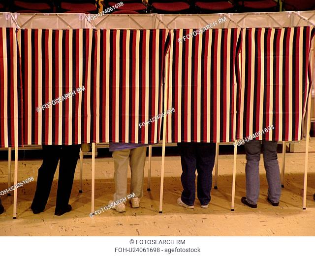 Montpelier, VT, Vermont, City Hall, interior, Election Day, 2004, Voting Booths