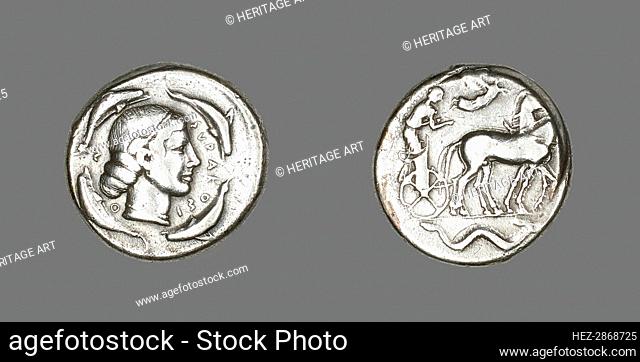 Tetradrachm (Coin) Depicting Arethusa, 474-450 BCE. Creator: Unknown