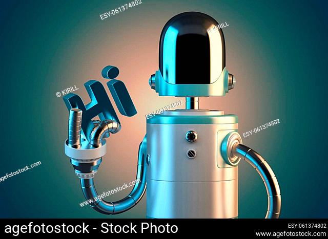 Friendly robot. 3D illustration. Isolated