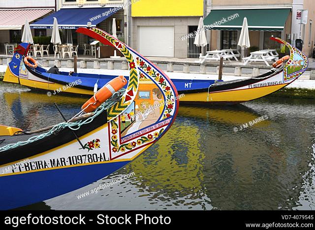 Aveiro, canal with moliceiro boats. Centro Region, Portugal