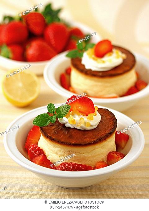 Cheese tart with lemon and strawberries