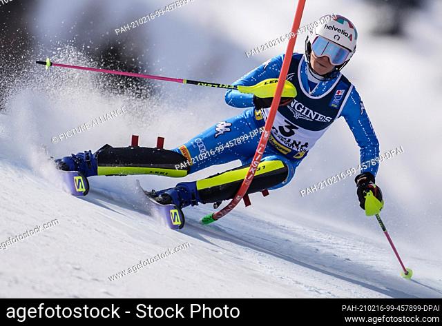 15 February 2021, Italy, Cortina D'ampezzo: Alpine Skiing: World Championship, Combined, Marta Bassino from Italy. Photo: Michael Kappeler/dpa