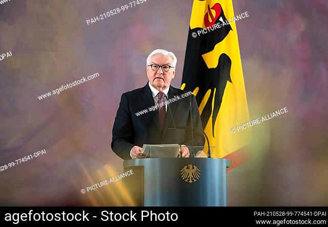 28 May 2021, Berlin: Federal President Frank-Walter Steinmeier declares at Bellevue Palace that he is ready for a second term in office
