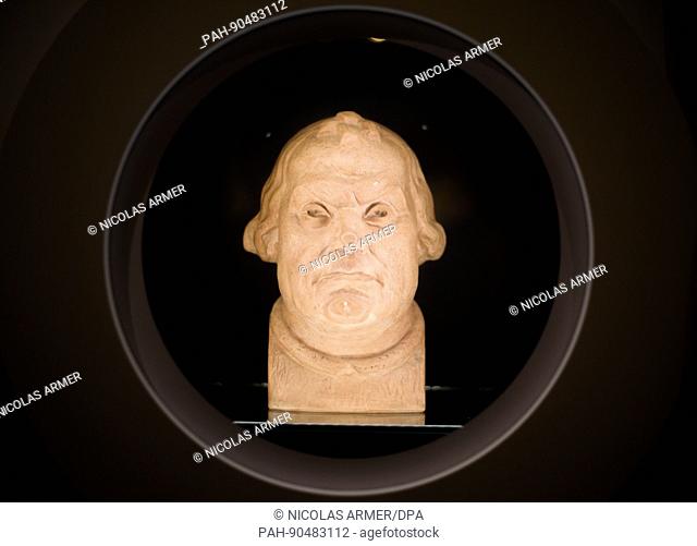A bust of Martin Luther of the artist Edmund Meusel from 1930 can be seen at the Veste in Coburg, Germany, 8 May 2017. The Bavarian state exhibition ""Knights
