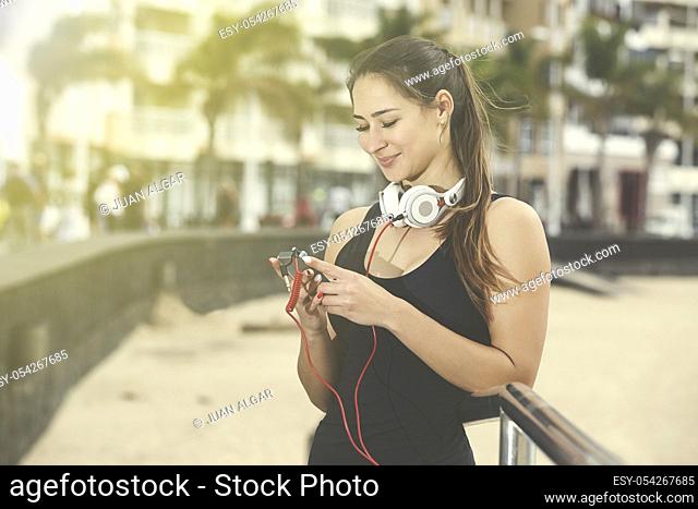 Woman changing song