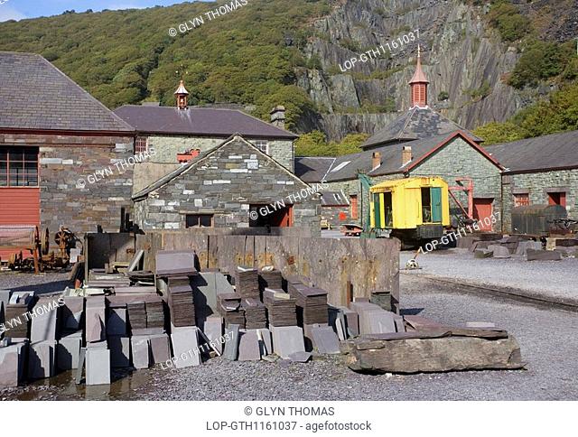Wales, Gwynedd, Llanberis, The National Slate Museum at Llanberis is sited in the Victorian workshops of the Dinorwig Quarry closed in 1969 and tell the story...