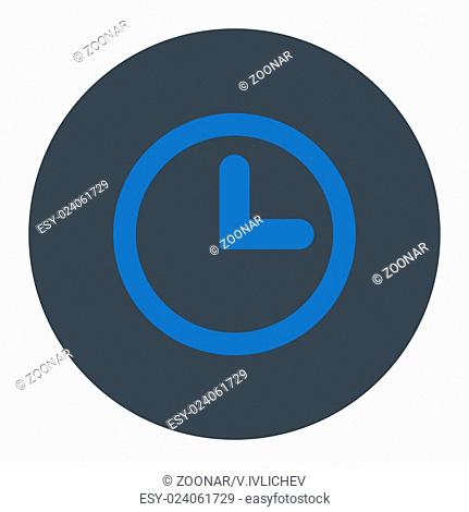 Clock flat smooth blue colors round button