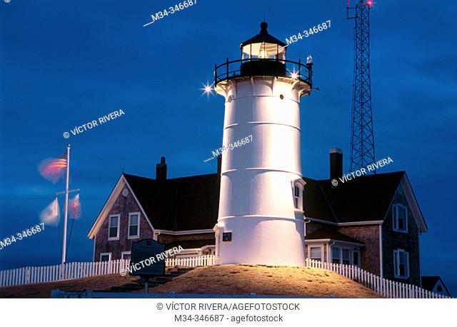 Nobska lighthouse (1829). Woods Hole, Cape Cod. Massachusetts. USA
