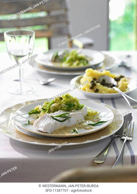 Cod with a tarragon and mustard sauce