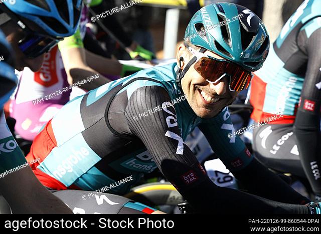 26 January 2022, Spain, Calvia: Mallorca Challenge, Day 1: Cesare Benedetti from Italy of the Bora-Hansgrohe Team before the first race