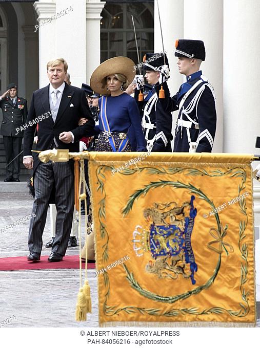 The Hague, 20-09-2016 HM King Willem-Alexander and HM Queen Máxima Depart at Palace Noordeinde in the Glass Coach, ( Golden Coach being renovated ) Prinsjesdag...