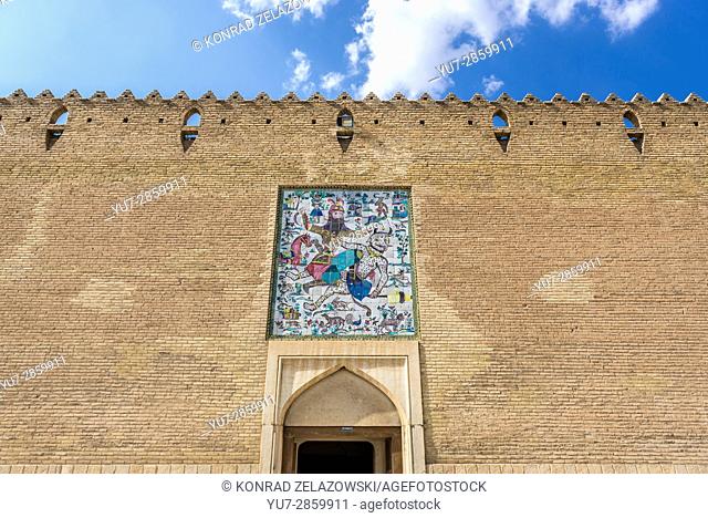 Mosaic on the wall of Karim Khan castle and citadel (Arg-e Karim Khan) build during Zand dynasty in Shiraz city, Fars Province in Iran